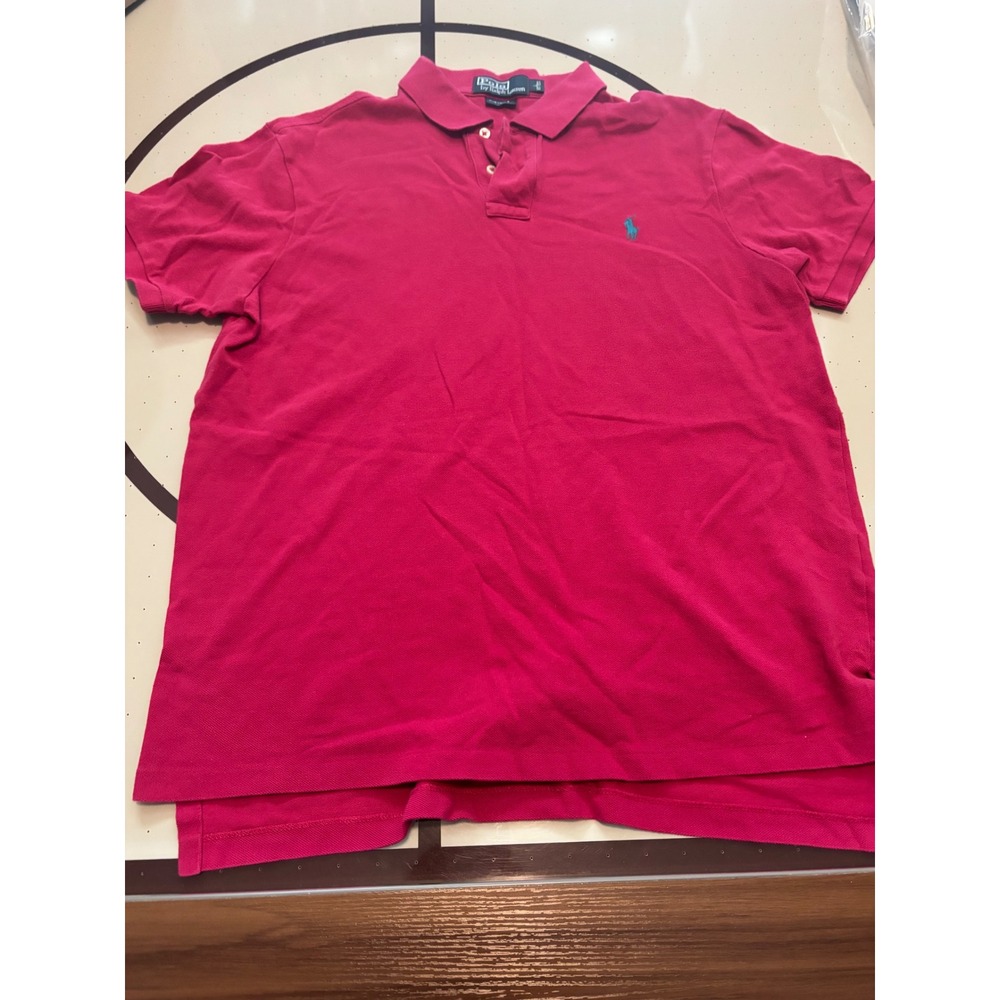 Polo Ralph Lauren Mens Custom Fit Pique Polo Shirt Magenta Pink Teal Pony Large